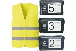 VZL Warnwesten Auto Set – TÜV geprüfte Warnweste EN ISO 20471 – Warnweste Auto – 2/3/5 Stück Warnwesten – für Auto, Motorrad, Fahrrad – Warnweste Kinder – Rettungsweste Kinder (2)