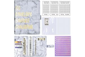 ANYUKE 100 Envelopes Saving Challenge, 100 Day Money Saving Wallet, A5 Savings Challenges Binder - Easy & Fun Way to Save $5,050, 100 Envelope Challenge Binder for Home (Gray Marbled)