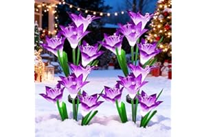 XVZ Luci Solari da Giardino all'aperto, 4 pezzi di luci solari a LED forma di giglio, 7 colori variabili, per Giardino, Cortile, Sentiero, Patio Decor - Viola