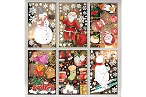 Sticker Noël Fenêtre, SILARLAIT 10 Feuilles Sticker Fenêtre Noël Électrostatique & Amovible & Réutilisable, Autocollant Noël Fenêtre, Décoration de Noël pour Vitre, Vitrine, Fenêtre