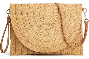 AURUZA Straw Clutch Handbag Purse Straw Crossbody Bag Summer Beach Bags for Women Straw Woven Envelope Bag Party Totes for Evening Party