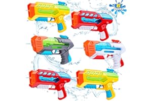 QUANQUER Pistolets à Eau pour Enfants Pistolets à Eau Portée 7 mètres Réservoir d'eau 200ml Pistolet à Eau Jouet pour Les Jouets en Plein air Piscine de Plage (Jeu de 6)