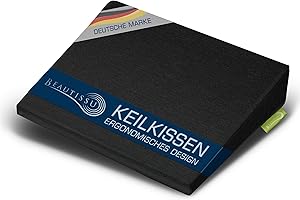 ‎BEAUTISSU Beautissu Sitz Keilkissen formstabil Anti-Rutsch Bezug Waschbar & Reißverschluss – Ergonomisches Sitzkissen Keilkissen für Stuhl Home Office Bürostuhl Stuhlkissen Büro Schwarz – BeauErgo