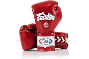 Fairtex Pro Guanti da Allenamento in Pelle con Lacci - Stile Messicano per Muay Thai e Boxe