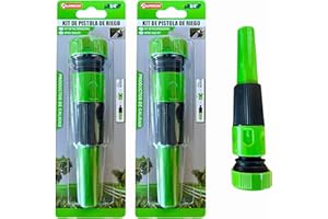 ESTHELAR SELECT Kit de 2 Boquillas de Riego para Mangueras de 3/4" – Chorro Regulable Alta Presión con Función Stop - Plástico Resistente – Ideal para Regar Plantas, Césped, Balcón, Terraza