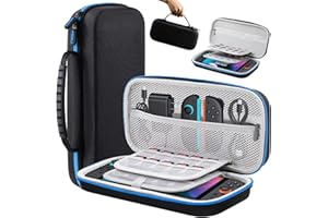 Lmcpa Tasche für 2025 Nintendo Switch 2-Konsole, Reisetasche mit 20 Spielkassetten, Schützende Tragbare Hartschalentasche für 2025 Nintendo Switch 2-Konsole und Zubehör, Blau