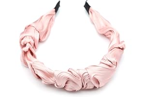 ‎QINGOO QinGoo Damen Haarreif aus Seide, Rosa - Falten-Design als Stirnband oder Haarband, 1 Stück