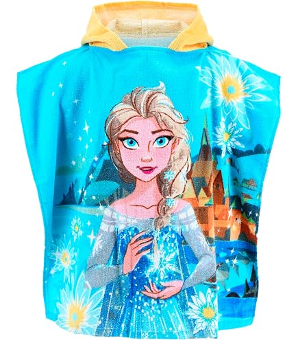 Toalla De Baño Con Capucha Frozen Elsa Para Niños - Algodón Suave Y Oficial