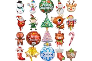 SENIDEA 20 Pcs Christmas Foil Balloons Xmas Balloons for Kids: Stocking Snowman Santa Elf Helium Balloon