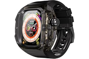 VEVEXIAO Transparent Designer Rugged Case with Band Compatible with Apple Watch Ultra 3/Ultra2 49mm Band,Crystal Clear Military Protective Cover Bumper Tactical iWatch Ultra Strap