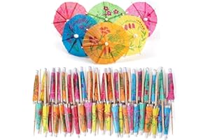 DDHHCP 100 Stück Cocktail Schirmchen, 10cm Schirmchen Cocktail Cocktail Deko, Cocktail Dekoration für Geburtstagsbars Hochzeit Getränke Obst Party Tropische Getränke Fruchtdeckel