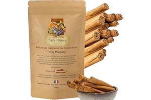 DECOUVREZ TASTY MALGASY PRODUITS OF MADAGASCAR Bâtons de Cannelle de Ceylan 100g- Épice Gourmet pour Pâtisserie, Gâteaux et Épices Cuisine - Idéal pour Recettes de Noël, Infusions et Boissons Chaudes - Cannelle Bâton 100% Authentique Madagascar
