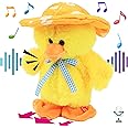 Hopearl Talking Singing Duck Toy Repeats What You Say Walking Duckling Electric Interactive Animated Toy Speaking Plush Buddy Gifts for Toddlers, Yellow, 8''