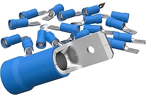 AUPROTEC 50x Flachstecker 1,5-2,5 mm² blau/Steckbreite 6,3 mm Teilisoliert PVC männlicher Steckverbinder MDD Kabel-Verbinder aus Messing verzinnt