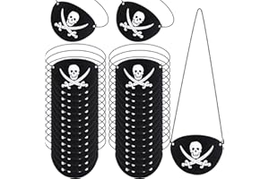 TATUO Patchs pour Les Yeux de Pirate en Feutre Noir Un Œil de Crâne Capitaine Patchs pour Les Yeux pour Halloweensoirée à Thème Pirate de Noël (12 Pièces)
