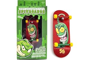 SPITBOARDS® 34mm x 96mm Pro Fingerboard Set-Up (Complete) | Real Wood Deck | Pro Trucks with Lock-Nuts and Pro Bushings | Polyurethane Pro Wheels with Bearings | Green Chilly