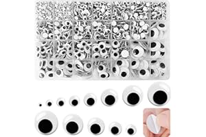 Hengxinchen 1970 Pezzo Occhietti Adesivi per Lavoretti, 8 Taglie Occhi Adesivi per Lavoretti Wobble Eyes 4-20mm Occhietti Adesivi, Plastica Occhietti Mobili Adesivi per DIY Scrapbooking Craft