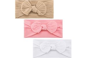 Yamitora 3 Stück Stirnband Baby Mädchen Haarband Baby,Nylon Baby Schleifen Haarband Weiche Schleife Kopfbedeckung Elastische Haarbänder für Neugeborene, Kleinkinder