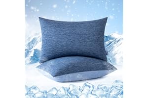 MIULEE Zestaw 2 chłodzących poszewek na poduszki z nylonowym jedwabnym włóknem chłodzącym, dwustronne, fajne, oddychające, jedwabiste, bambusowe, z niewidocznym zamkiem błyskawicznym, 50 x 65 cm,