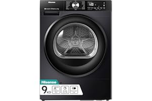 Hisense 3S WiFi Series DH3S902BB3 60cm Freestanding 9KG Heatpump Front Load Tumble Dryer - 16 Programmes - Auto dry- Steam Refresh - Allergy Care - Black A+++ Rated