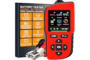 Acclope BT90 PRO Batterietester, 6V/12V/24V, für AGM/EFB/GEL/LiFePO4, 2-360Ah, 30-3800 CCA, mit Cloud-Print, Start-Stop-System Test, Schwarz, SAE/EN/IEC/CA/MCA, SOH/SOC/Spannung/Innenwiderstand