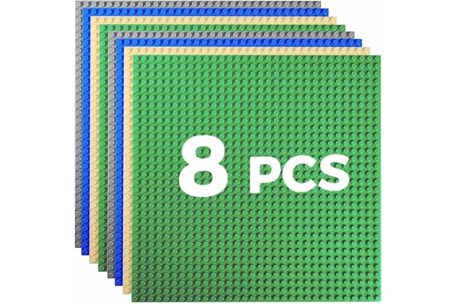 HUIZDQ 8 Pack Classic Baseplates Building Plates for Building Bricks 100% Compatible with All Major Brands-Baseplate, For Kids 3 Years Up, 10" x 10", Multicolored
