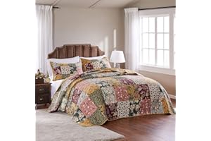 GREENLAND HOME FASHIONS Groenland Maison Antique Chic complète de Couvre-lit 3 pièces, Coton, Multicolore, King