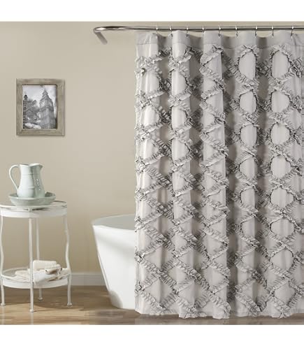 Lush Decor Duschvorhang Mit Tüllrock – 183x183 Cm, Blush & Weiß, Eleganter Colorblock-Look