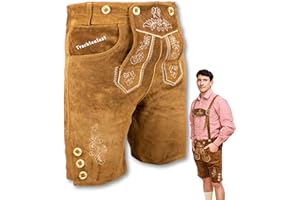 Trachtenlust Herren Lederhose, traditionelle Trachtenhose in Hellbraun und Dunkelbraun, Größen 46-58
