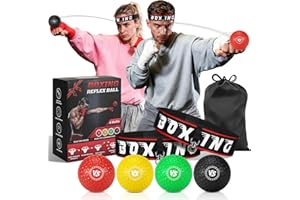 ‎NZQXJXZ NZQXJXZ Boxen Reflexball Set, Box-Trainingsball-Set mit 4 Boxbälle & 2 verstellbaren Stirnbändern, Trainingsgerät für Reaktion, Schlaggeschwindigkeit & Hand-Auge-Koordination