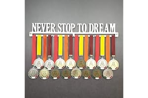 MEDALdisplay Never Stop TO Dream - Medagliere da Parete - Porta medaglie Motivazionale - Sport Medal Hanger - Display Rack - Acciaio Inox 100% Made in Italy by