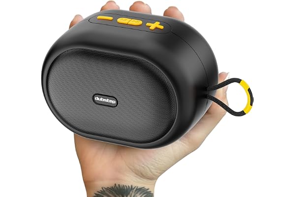 Dubstep Pop 1200 Portable Bluetooth Speaker 12W Loud Sound, Deep Bass with XBASS, 16 Hrs Playtime, TWS Stereo Pairing, 52mm Driver, Splash-Resistant, Carry Strap (Black)