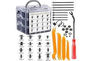 Uolor 795 Pcs Rivet Clips Plastique Fixation de Protection Noir Universel pour Auto Voitures Panneaux de Portes avec Boîte De Rangement et Outil de Démontage