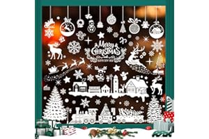 QXRXN Vetrofanie Natalizie per Finestre, 9 Adesivi Natalizi per Finestre Addobbi Natalizi per la Casa Sticker Natalizi per Finestre, Vetrofanie Natalizie per Vetrine Negozio Grandi Decorazioni di Natale