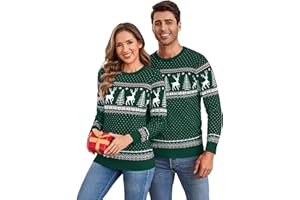 Aottori Suéter de Navidad para Mujer, Conjunto de Ropa de Navidad, Diseño de Renos, Suéter de Punto Sudadera Mujer