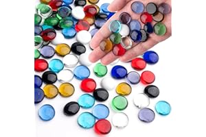 MESCHETT 440g Ciottoli di Vetro, Vetro Traslucido di Pietre Colorate Decorative, Pietre per Acquario, Pietre Decorative per Vasi, Vetro Sassi per Acquario, Colore Misto