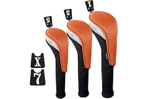 Andux Juego de 3 Fundas de Madera para Cabeza de Palo de Golf de 460 CC con Etiquetas Intercambiables