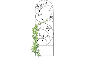 Relaxdays Treillis jardin oiseaux fer, Clôture plante grimpante Grille fleurs métal, Arceau rosier, 120 x 40 cm, noir