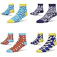 DYNAMOCKS Men's and Women's Combed Cotton Ankle Length Socks (Pack of 4) (Multicolour, Free Size)