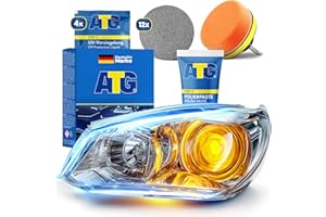 ATG® Scheinwerfer Aufbereitung Set - Universal Auto Scheinwerfer Polierset für matte & blinde Scheinwerfer aus Kunststoff - Schnelle & einfache Scheinwerfer Aufbereitung - Scheinwerfer Reparatur Set