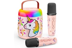 Micro Karaoke Enfant avec 2 Micro sans Fil, Gralal Cadeau Fille 3-12 Ans Licorne Jouet Fille 3-12 Ans Micro Enfant Microphone sans Fil Karaoke Machine Cadeau Anniversaire Fille 4-11 Ans