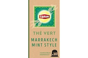 Lipton, Thé Vert, Marrakech Mint Style, Goût Menthe, Fraîcheur, Capsules Compatibles Nespresso, Ingrédients d'Origine 100% Naturelle, 10 Capsules