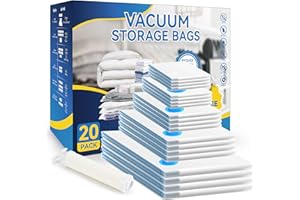 Simple Deluxe Vakuumbeutel für Kleidung, 20 Stück, 4 Jumbo 70x100cm 4 Groß 85x55cm 4 Mitte 70x50cm 4 Kleinen 60x40cm 4 Roll Mitte 50x40cm, Vacuum Bags for Clothing für die Hausaufbewahrung, Umzüge