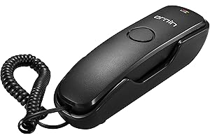 Ornin T102 Trimline Corded Telephone, Wall mountable, Last Number Redial, Mute, M1/M2 One Touch Memory, Ringer Volume Adjustable(Black)-UK Version