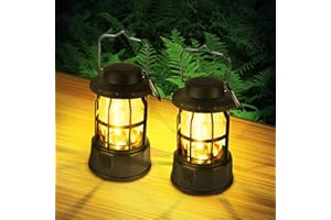 Flintronic Camping Lanterns Retro, 2 Packs Portable Camping Lights Retro Battery Powered, Camping Lamp IPX4 Waterproof, Vintage COB Hanging Tent Light for Tent, Outdoor, Hiking, Garden, Emergency