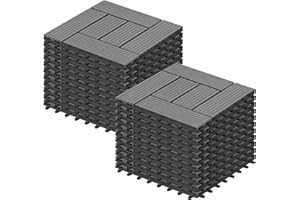 Laneetal WPC Fliesen 22er Set für 2 m², Balkonfliesen 30x30 cm, Terrassenfliesen Klicksystem, Klickfliesen Terrasse Balkon, Bodenfliesen Bodenbelag für außen, Hellrau