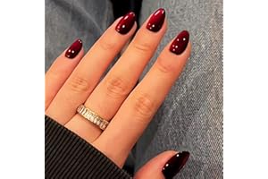 SXVME Soft Gel Press on Nails Short Oval, 30 Pcs Dark Red Cat Eye False Nails Short Almond, Sparkly Glitter Black Fake Nails Set, Reusable Shiny Bling Stick on Nail for Women Christmas Holiday