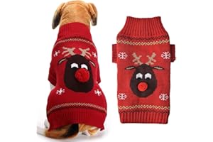 ZEACCT Navidad Mascotas suéter, Navidad Disfraz de Punto de Perro, Estilo navideño Perro Mascota Jersey, Jersey de Punto para Cachorro (Ciervo de Nariz roja, Medium)