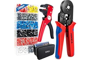 HOMCA Pinza Crimpatrice e Pinza Spellafili Capicorda Elettrici Isolati e Non Isolati 0.25-10 mm² con 1200 pezzi Connettore del Cavo con una Borsa Degli Attrezzi