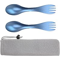 OUTXE Titan Ultraleichtes Campinggerät, umweltfreundliches Spork für Rucksacktouren, Wandern, im Freien, 2er-Pack